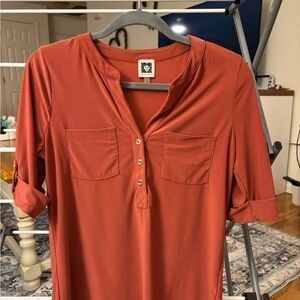 Anne Klein Rust Orange Button Down Blouse